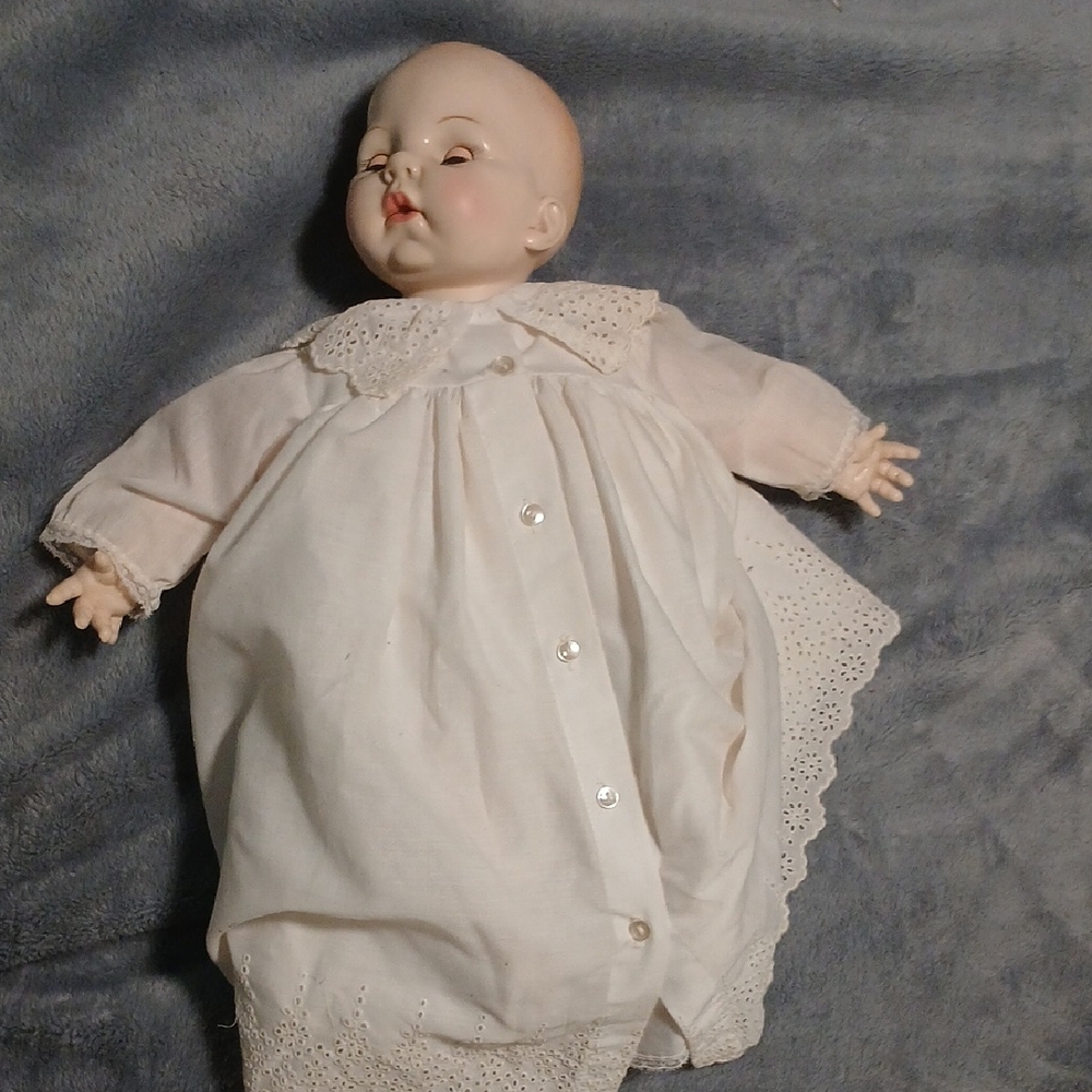 Elegant White Baby Doll with Lace Detailing